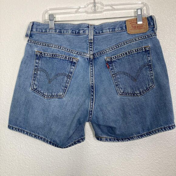 Levis Denim Bermudas Shorts Womens 12 Blue 100% Cotton High Rise - Picture 10 of 16